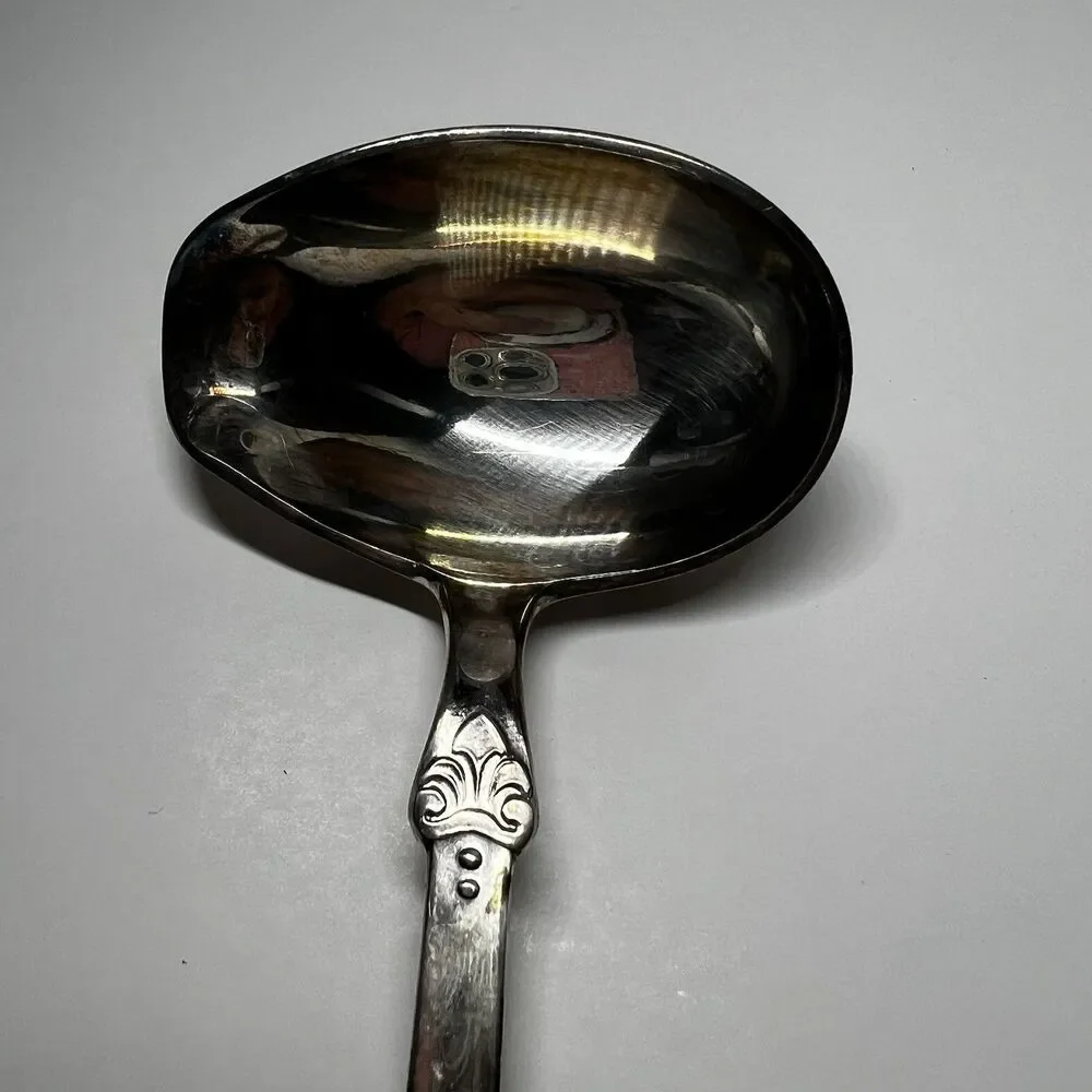 Vintage Norway Silverplate Gravy Ladle Marked 60 Gr NM Pierced Handle 6